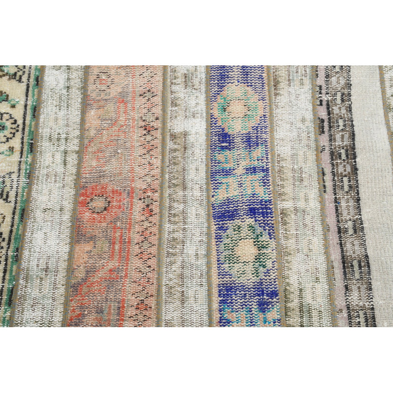 Tapis de style bohémien en laine 33,9 x 83,5 pouces à rayures beige