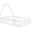 Lit double tête de lit double en bois de pin blanc avec clôture pour plancher de chambre à coucher et veilleuse-1359313134