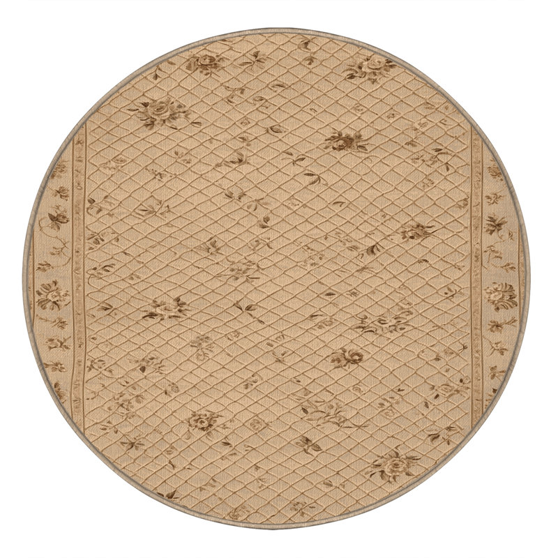 Tapis brun français lavable à la machine, Rond 7 pi