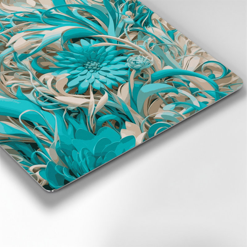 "Abstract Florals 100", art mural en métal bleu, H 32 po x l 32 po