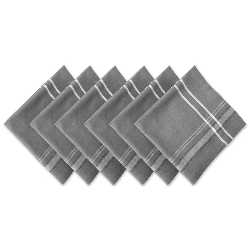 Shelton Cotton Blend Striped Square Napkin, Gray Chambray