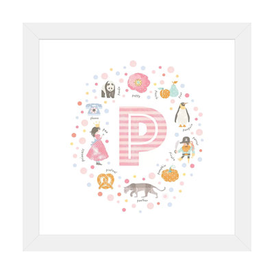 Lettre illustrée P rose - impression