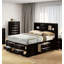 Ensemble de chambre à coucher contemporain avec lit, deux tables de chevet et bibliothèque de tête de lit, offrant beaucoup de rangement et un design élégant pour les maisons modernes-2103704790-2103704785