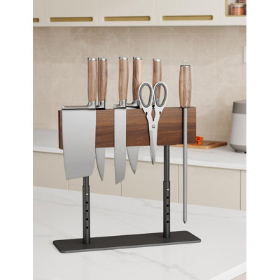 Bloc magnétique pour couteaux, support de comptoir réglable en bois d'acacia