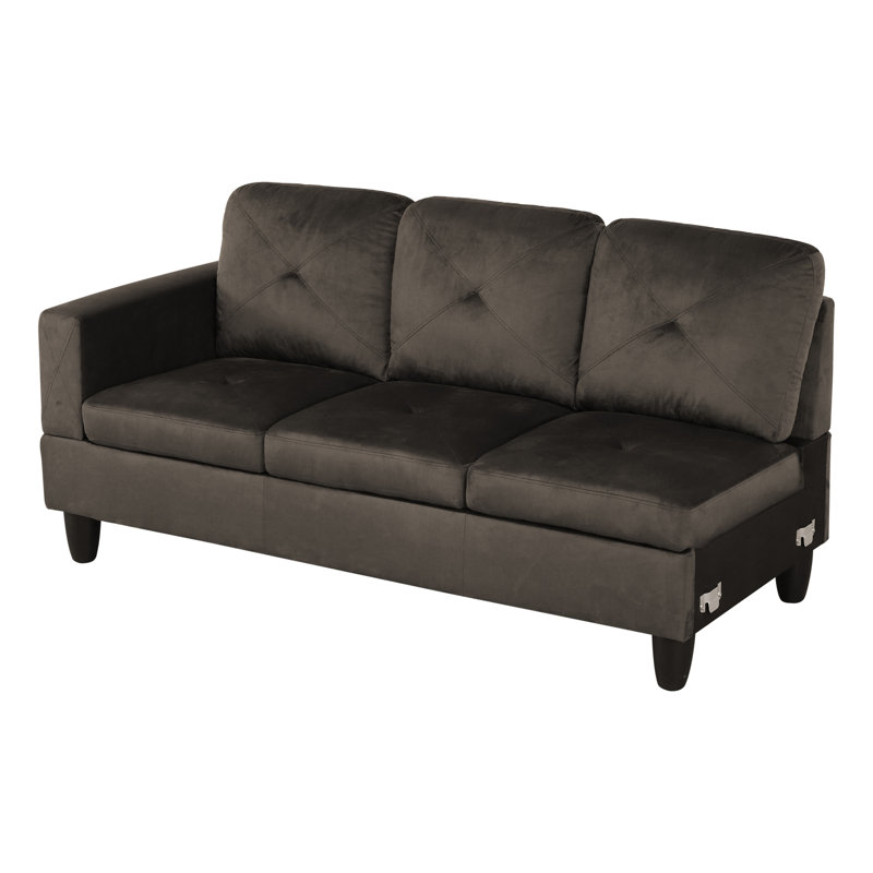 Ensemble de canapés modulaires en flanelle de 103 po avec méridienne 103 po Verona, Microfibre / microsuède gris foncé