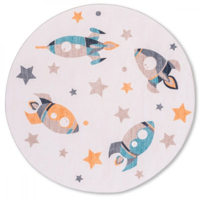 Tapis 4 pi x 4 pi Dreamland Kids - Poursuite de fusées dans les étoiles