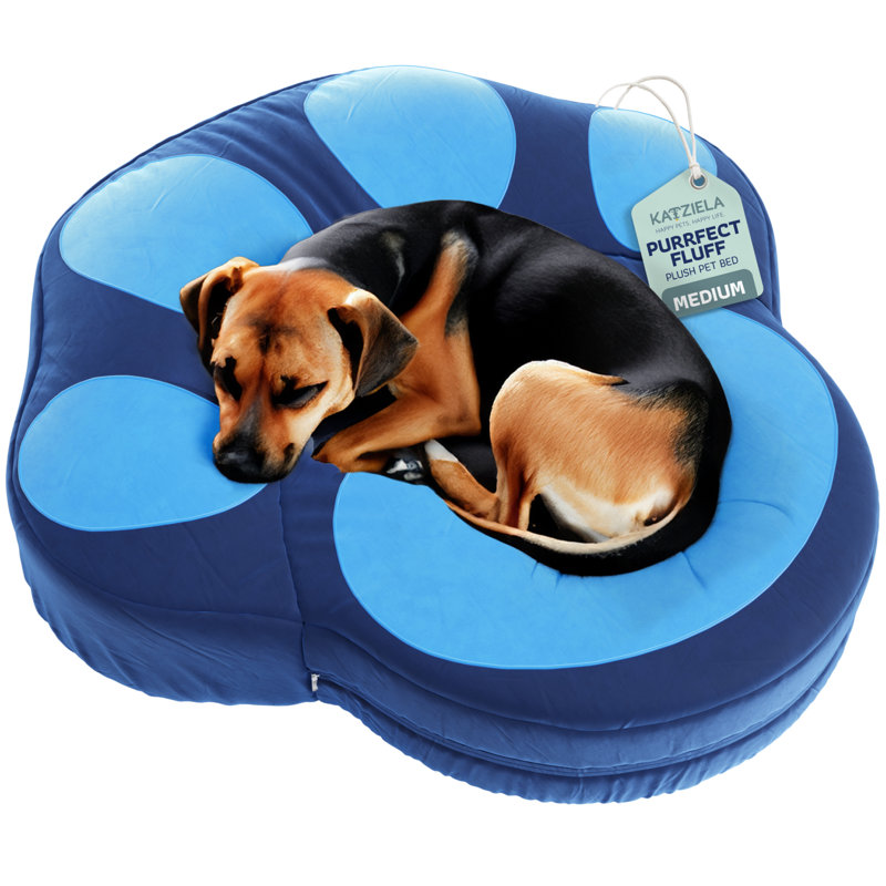 Lit pour chien et chat Katziela, H 40 po x l 6 po x P 40 po, Velours bleu