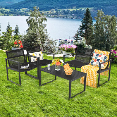 Ensemble de conversation avec canapé en rotin 4 pièces Hebe