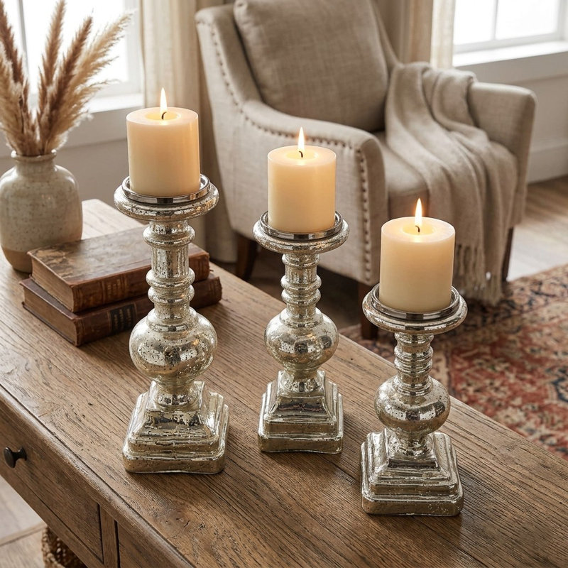Bougeoir de table en verre 13 po H