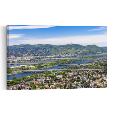 Panoramic Vienna River View Vibrant Abstract Contemporary City Landscape Wall Art Print by Melanie Viola - Print