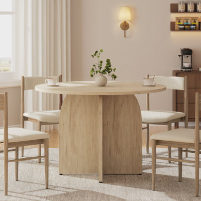 43.3-inch Round Dining Curved-Leg Table for 4-6