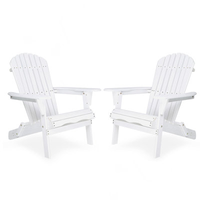 Wooden Outdoor Folding Adirondack Chair Set Of 2 Wood Lounge Patio Chair For Garden, Garden, Lawn, Backyard, Deck, Pool Side, Fire Pit,Half Assembled by Ophelia & Co.