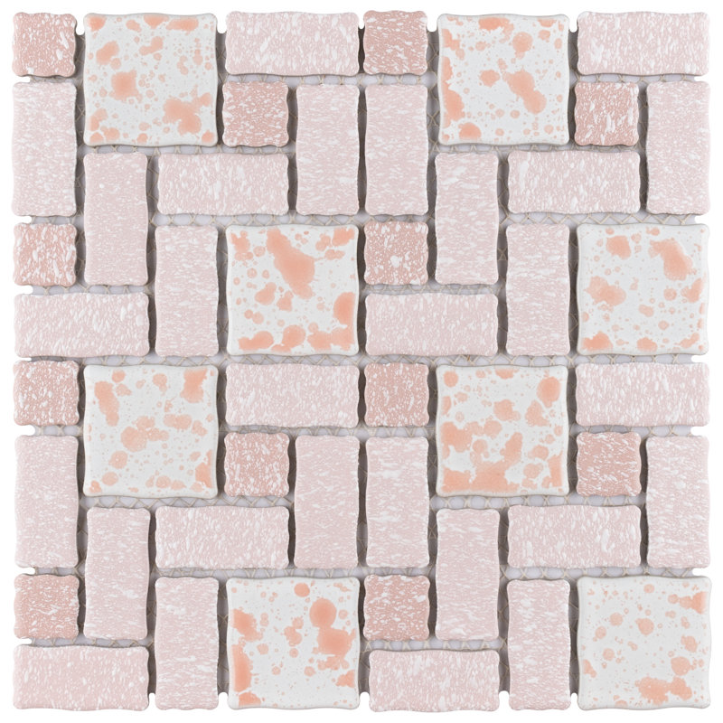 Academy Random Sized Straight Edge Porcelain Versailles Mosaic Wall & Floor Tile, Pink/White