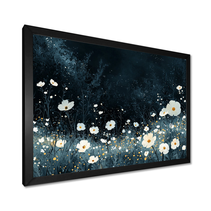 Wolter - Floral Wall Art, H 16 po x l 32 po, Cadre flottant, Noir, noir, noir, noir