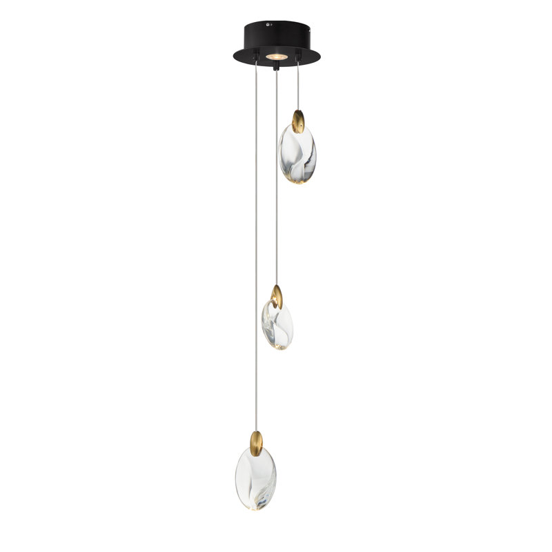 Luminaire suspendu caillou à lumières multiples, H 4,75 po x l 8 po x P 8 po, 3, 3