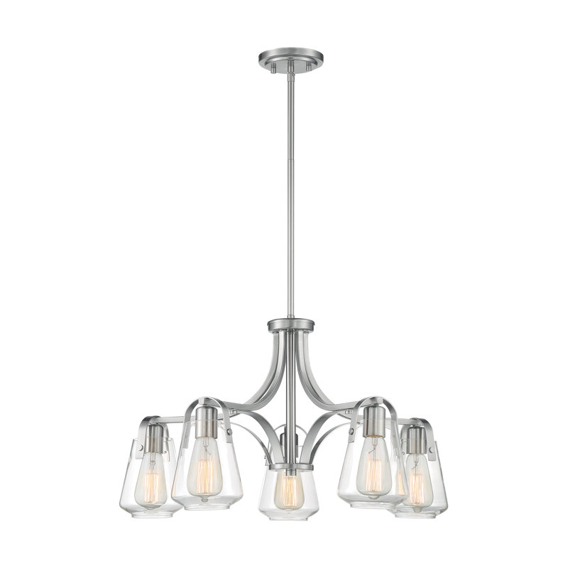 Lustre classique / traditionnel à 5 lumières Powers, Nickel brossé