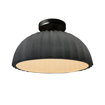 Radiance - Pleated Dome Semi-Flush - Gloss Grey - Matte Black - Dedicated LED