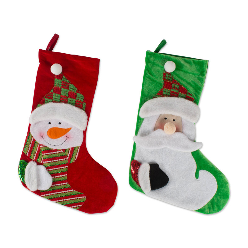 Chaussette père Noël et bonhomme de neige