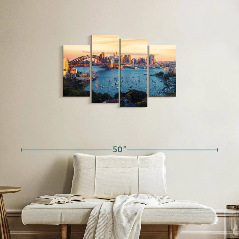 Vue panoramique sur le port de Sydney, Sireci, H 22 po x l 36 po