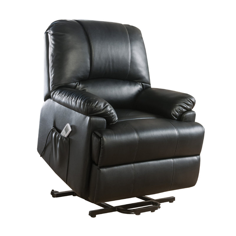 Faux Leather Lift Assist Recliner, Black Faux Leather