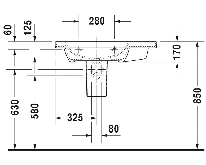 DuraStyle Ceramic 32" Wall Mount Bathroom Sink with Overflow