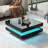 Deontea Pedestal  High Gloss Minimalist Design with LED Lights, 2-Tier Square Coffee Table, Centre Table, Living Room Table-579887726