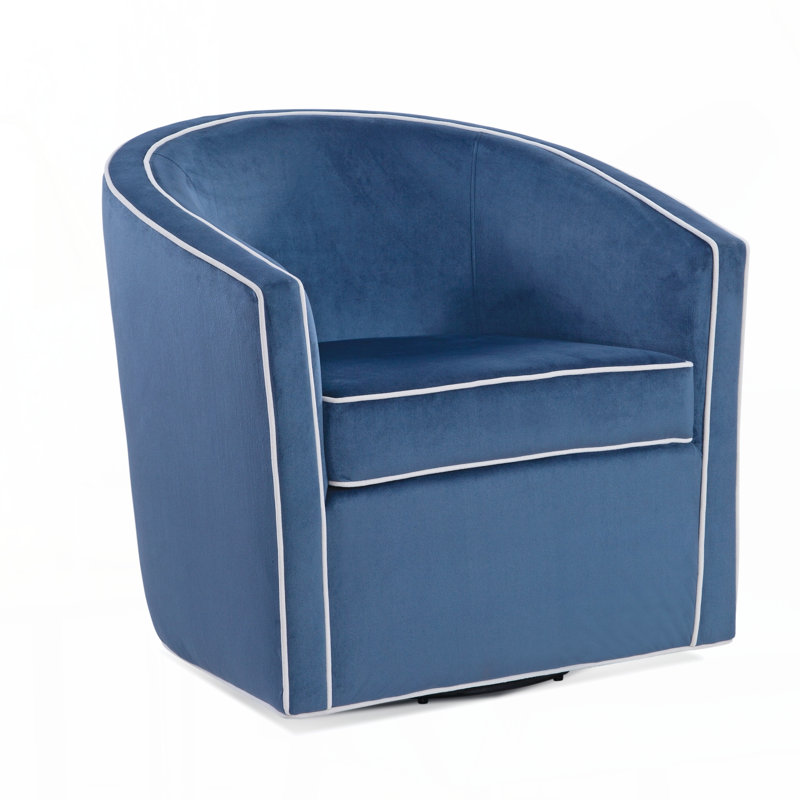Karcher Upholstered Swivel Armchair, Blue Velvet