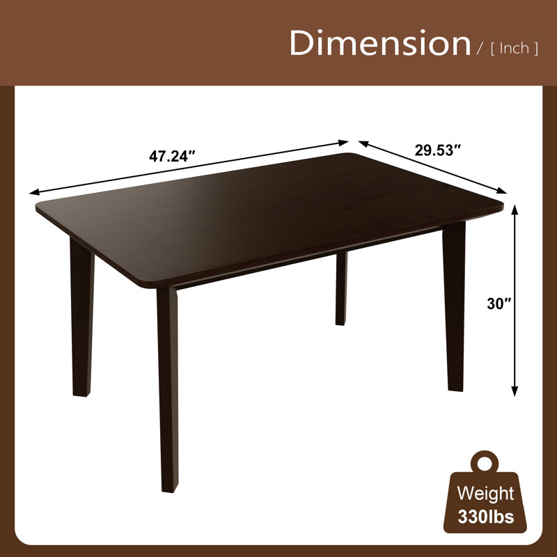 Table de salle à manger Rustic Farmhouse - Structure en bois massif, table de salle à manger rétro minimaliste pour la salle à manger