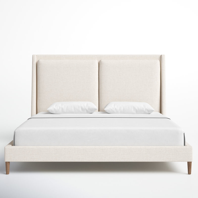 Dover Crescent King-Size Bed with Upholstered Linen Headboard
