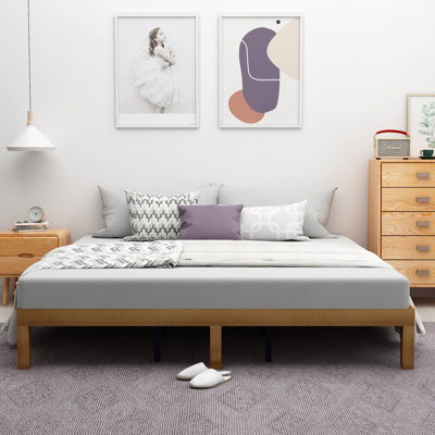 Wood Platform Bed FrameNo Box Spring NeededStrong Wood Slat Support Easy Assembly
