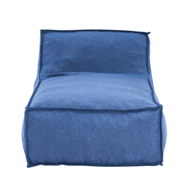 Carl Outdoor Bean Bag Lounge Chair With Removable Cover, Navy Blue Polyester