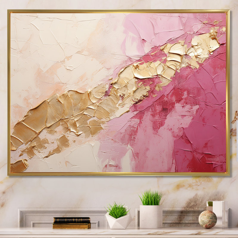 «Pink Gold Minimalisme Poteries I», reproduction sur toile à spirales abstraites, H 24 po x l 32 po x P 1 po