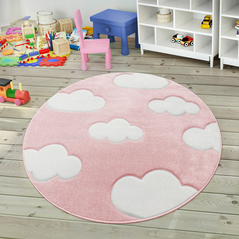 Aleisha Shaggy Pink Rug, Round 120cm