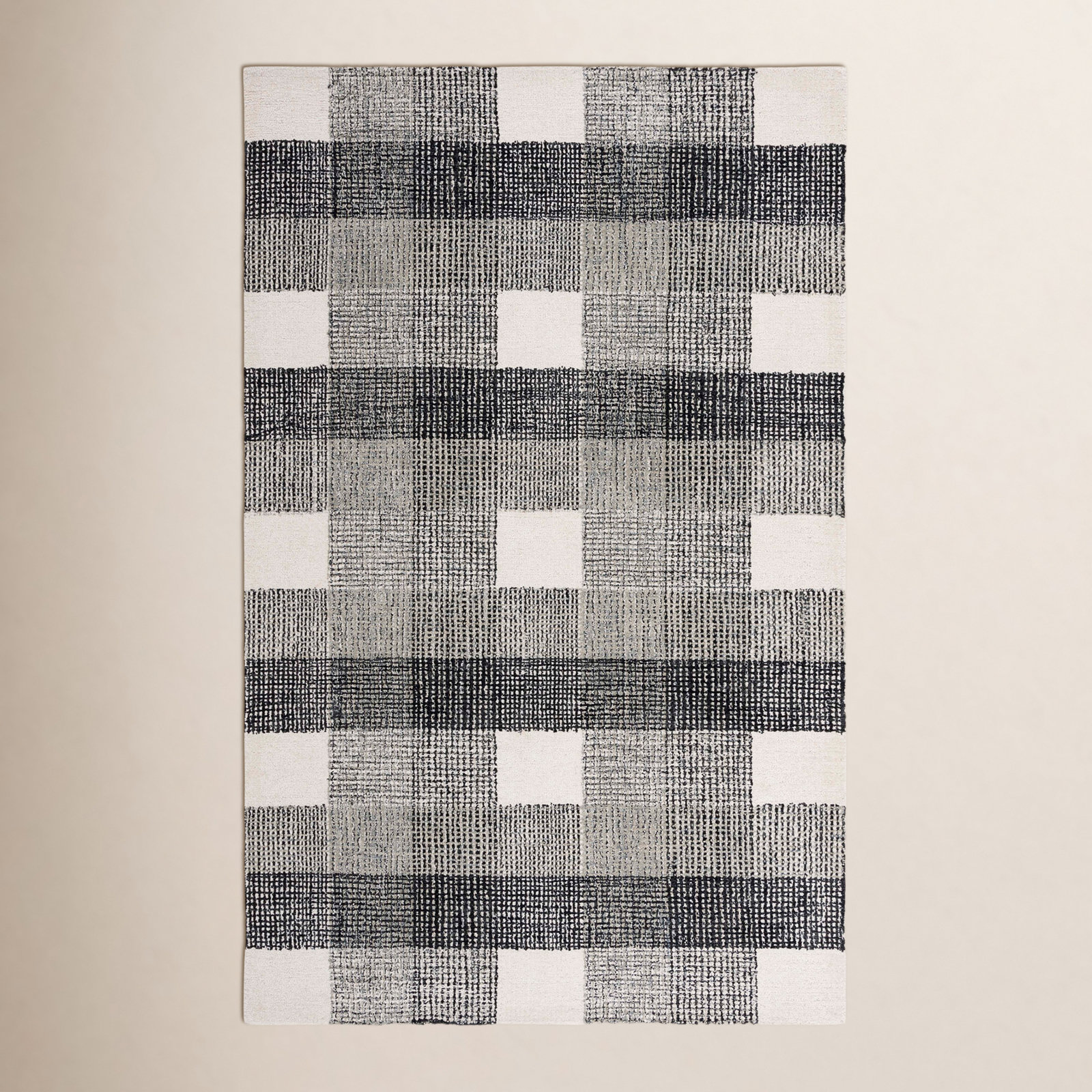 Hand-Tufted Wool Plaid Rug, Rectangle 9' x 12'