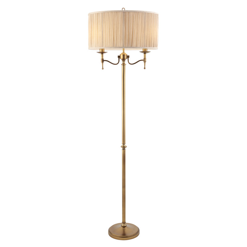 Emperador 158cm Traditional Floor Lamp, Antique Brass, Beige