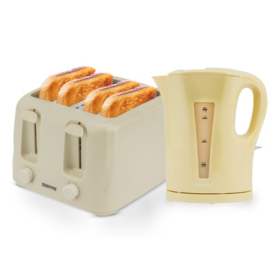 GEEPAS 1.7L Cordless Electric Kettle & 4 Slice Bread Toaster Kitchen Combo Set