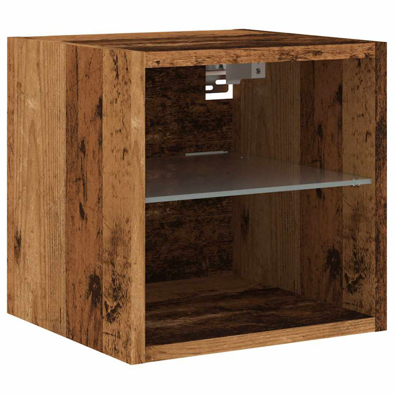 vidaXL Bedside Cabinet with LED Lights Storage Side Table Floating Nightstand