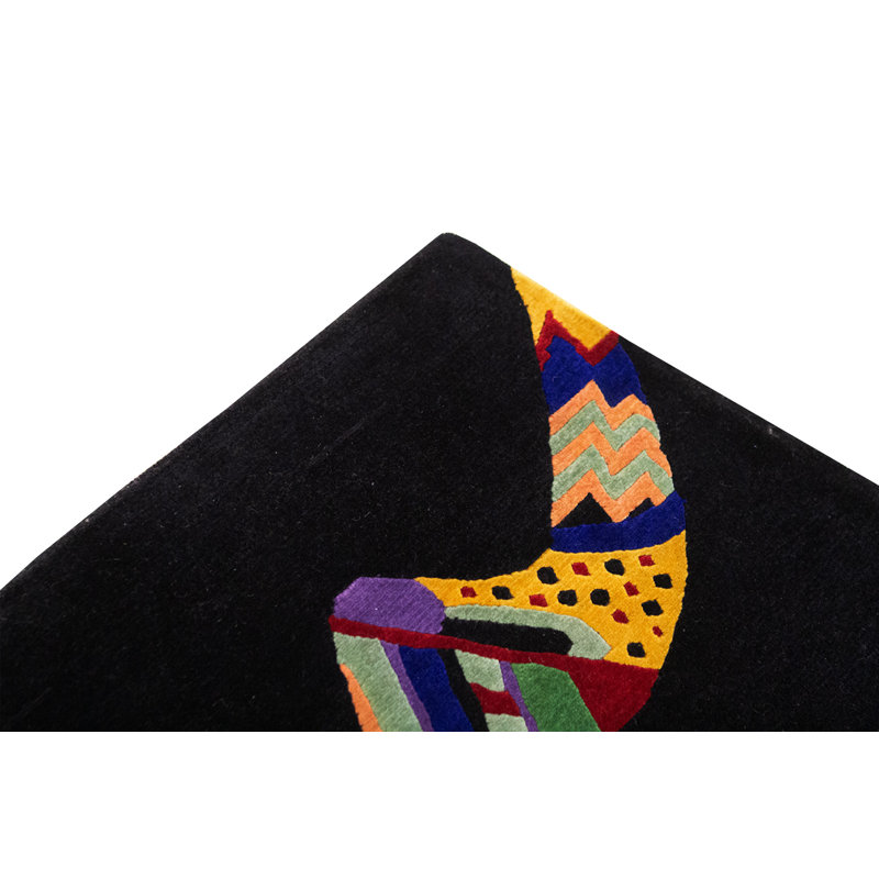 Hand-Knotted High-Quality Black Area Rug
