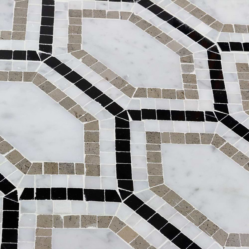 Infinity Hexagon Marble Tile, Carrara/Lagos