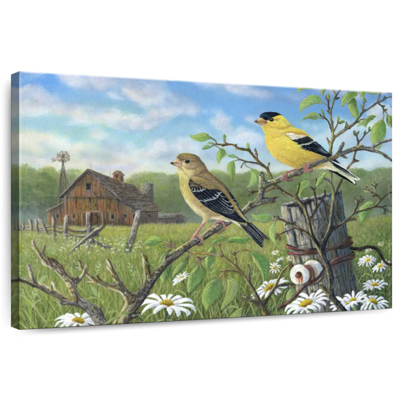 Brampt Golden Moment Finches, 34" H x 51" W