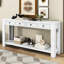 Table rustique chic avec espace de rangement: 4 tiroirs et tablette inférieure en blanc antique pour le vestibule: tiroir-491850444