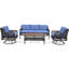 Ensemble de mobilier de patio avec chaises pivotantes, canapés en osier pour 5 personnes, ensemble de conversation modulaire en rotin pour terrasse dans la cour