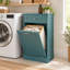Meuble de poubelle basculant de style champêtre avec tiroir de rangement, en bois, d'une capacité de 38 litres (10 gallons), pour la cuisine et la buanderie - Bleu océan/Une porte-132919105-136026422
