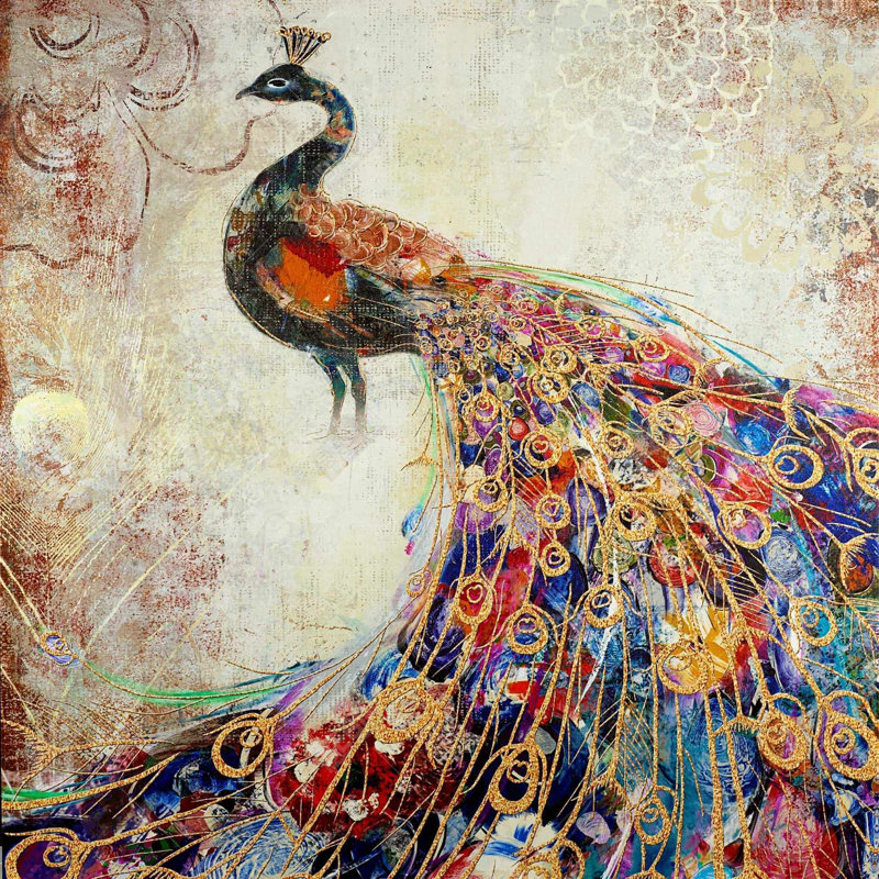 Majestic paon - décor de toile de salon contemporain