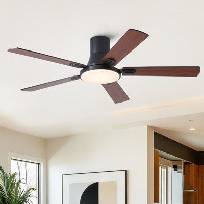 Ventilateur de plafond encastré encastré à DEL à profil bas avec pales 52 pouces Homeflush Mordern Bauhaus