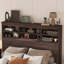 Lit plateforme en bois avec ports de chargement USB-577471756