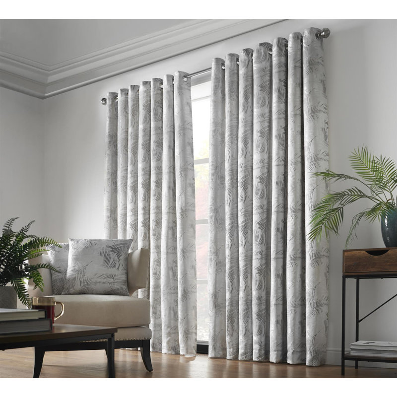 Porphyrion Fiji Room Darkening Eyelet Curtains, 229 W x 229 D cm, Silver