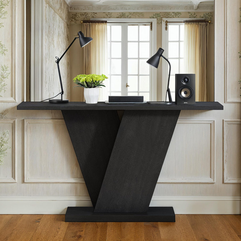 Console à base en V avec plateau spacieux, capacité de 220 lb, Noir, noir, noir, noir