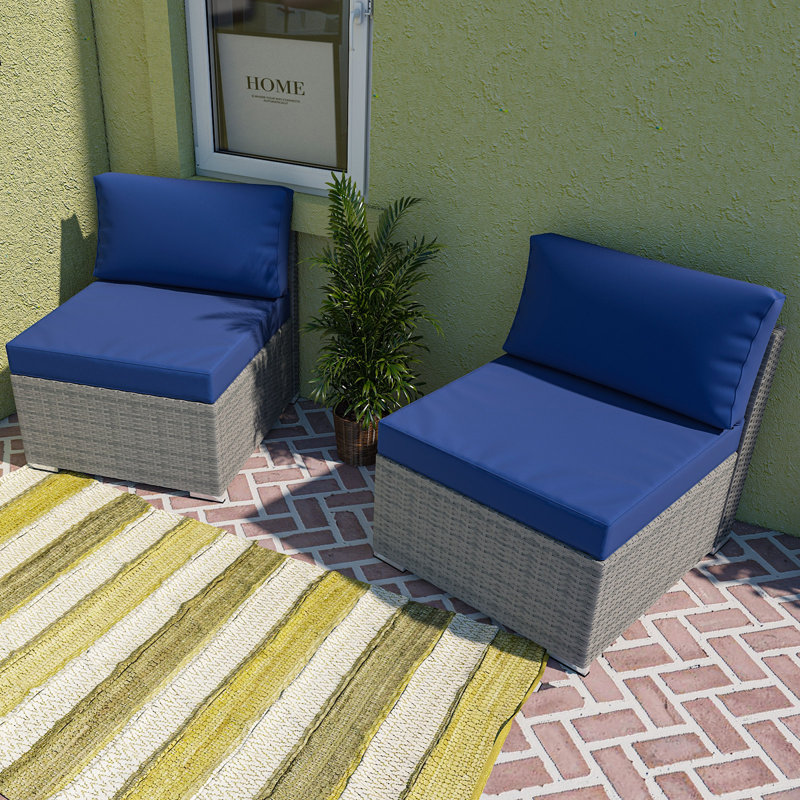  Outdoor Seating Group with Cushions, Dark Blue