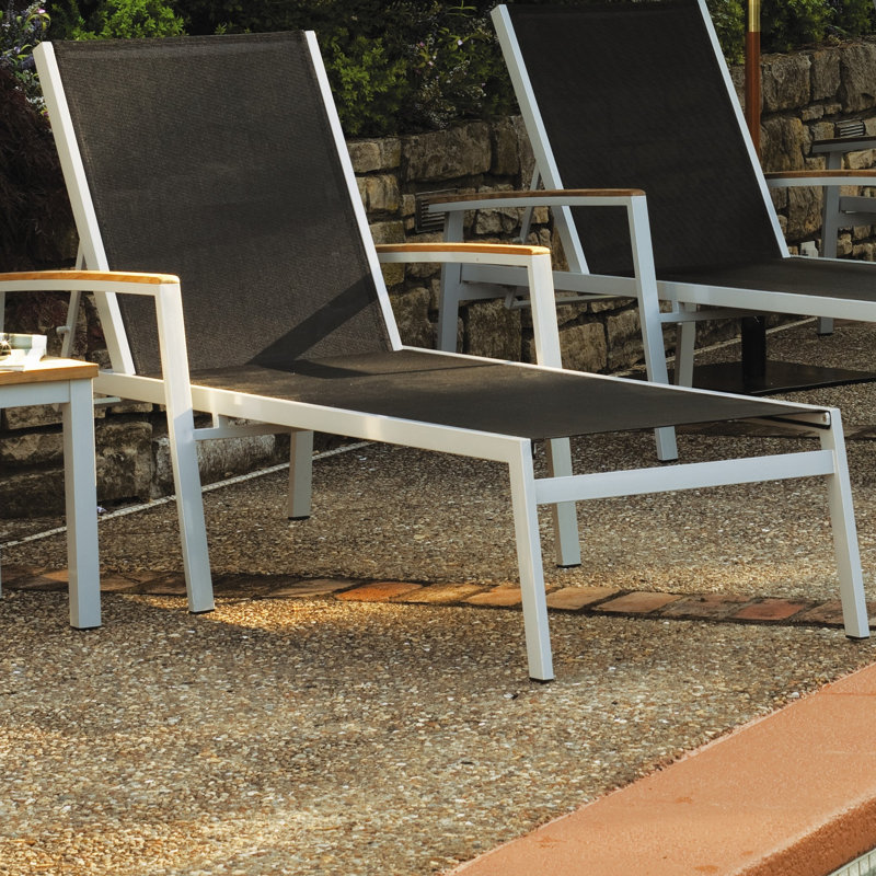 Travira Outdoor Chaise Lounge, Flint, Black